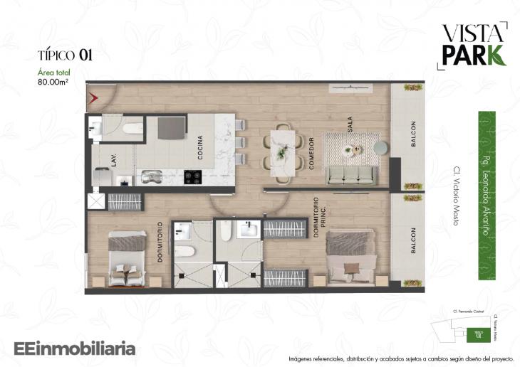 Plano del modelo Tipo 01 del proyecto Vista Park en Santiago De Surco