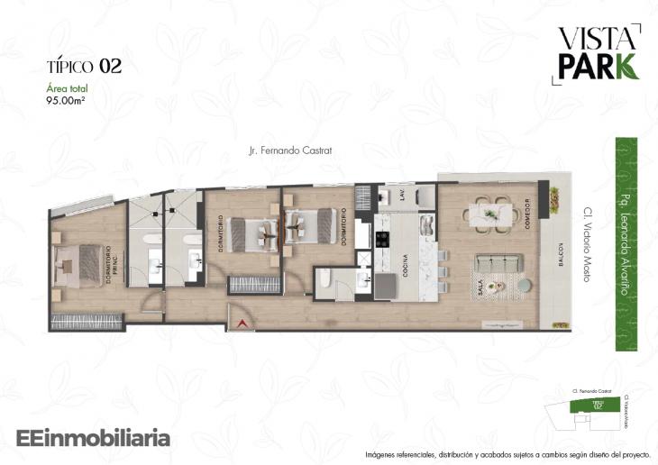Plano del modelo Tipo 02 del proyecto Vista Park en Santiago De Surco