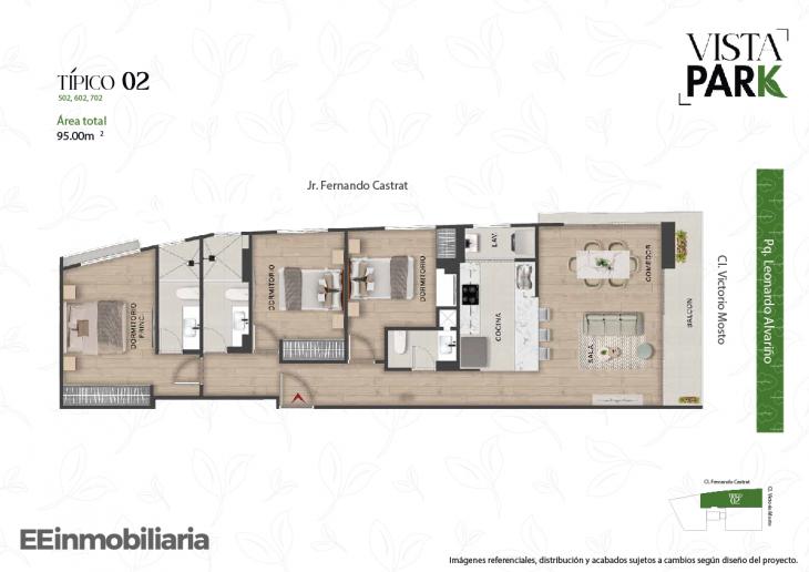 Plano del modelo Tipo 02 del proyecto Vista Park en Santiago De Surco