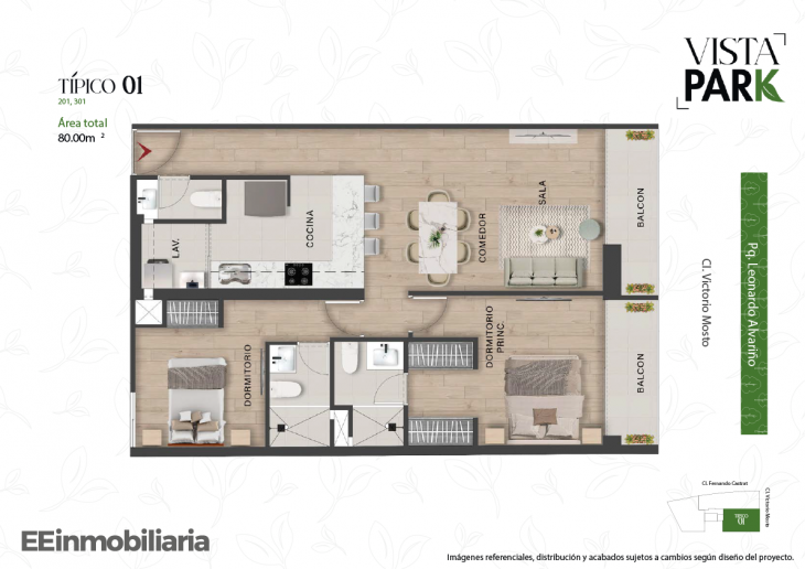 Plano del modelo Tipo 01 del proyecto Vista Park en Santiago De Surco