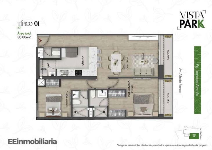 Plano del modelo Tipo 01 del proyecto Vista Park en Santiago De Surco