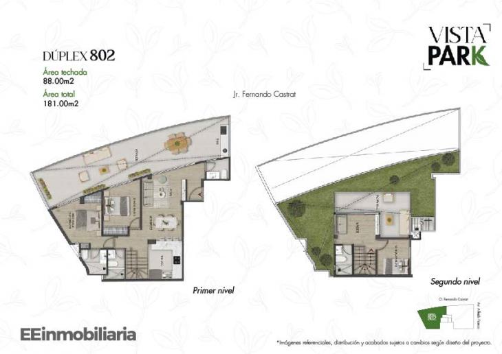 Plano del modelo Duplex 802 del proyecto Vista Park en Santiago De Surco