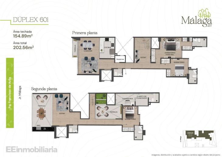 Plano del modelo Dúplex 601 del proyecto Málaga 257 en Santiago De Surco
