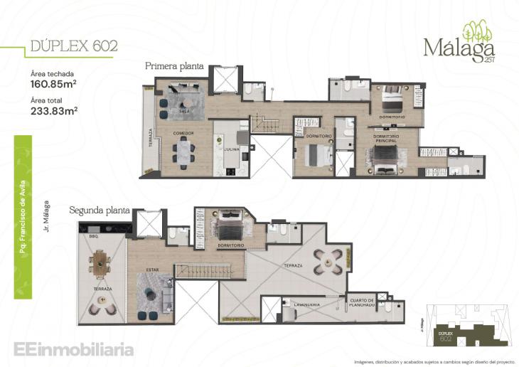 Plano del modelo Dúplex 602 del proyecto Málaga 257 en Santiago De Surco