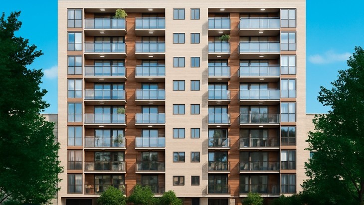 Fachada principal del proyecto Velasco Astete en Santiago De Surco