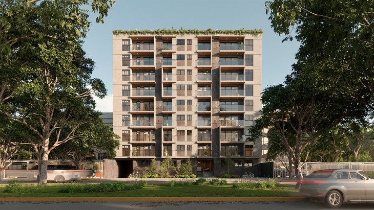 Fachada principal del proyecto Velasco Astete en Santiago De Surco