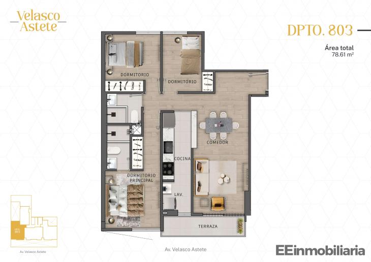 Plano del modelo DPTO. 803 del proyecto Velasco Astete en Santiago De Surco