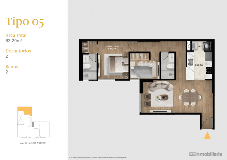 Plano del modelo TIPO 05 del proyecto Velasco Astete en Santiago De Surco