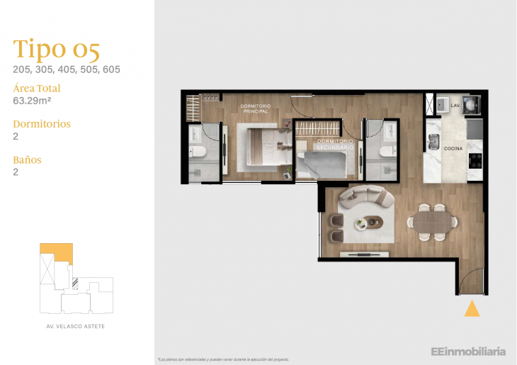 Plano del modelo TIPO 05 del proyecto Velasco Astete en Santiago De Surco