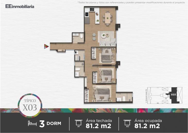 Plano del modelo Tipo 03 del proyecto Parque Martinelli en Santiago De Surco