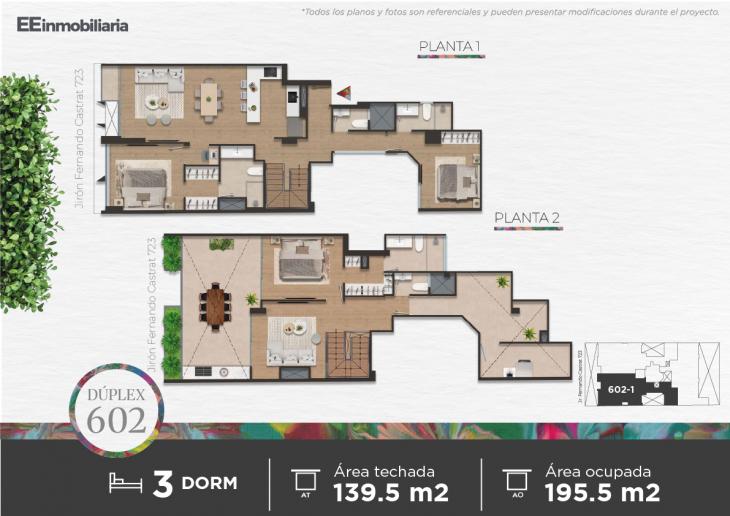Plano del modelo DUPLEX 602 del proyecto Parque Martinelli en Santiago De Surco
