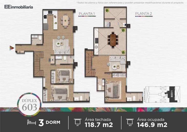 Plano del modelo DUPLEX 603 del proyecto Parque Martinelli en Santiago De Surco
