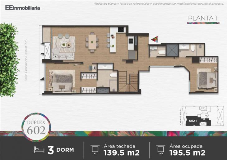 Plano del modelo DUPLEX 602 del proyecto Parque Martinelli en Santiago De Surco