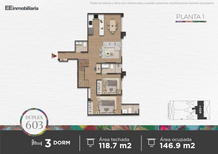 Plano del modelo DUPLEX 603 del proyecto Parque Martinelli en Santiago De Surco