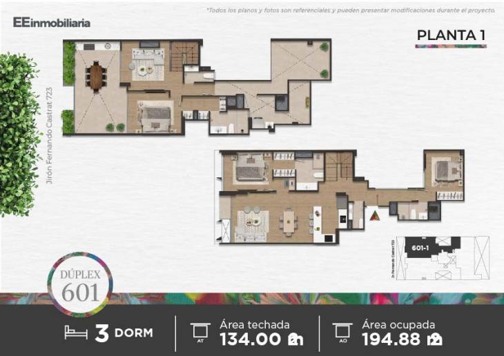 Plano del modelo DUPLEX 601 del proyecto Parque Martinelli en Santiago De Surco