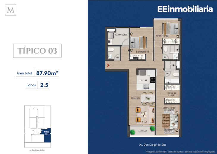 Plano del modelo Típico 3 del proyecto MONTELIER en Santiago De Surco