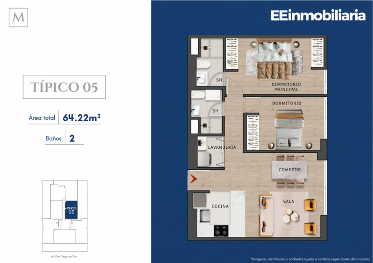 Plano del modelo Típico 5 del proyecto MONTELIER en Santiago De Surco