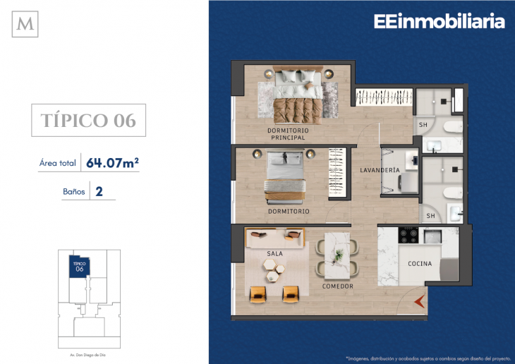Plano del modelo Típico 6 del proyecto MONTELIER en Santiago De Surco