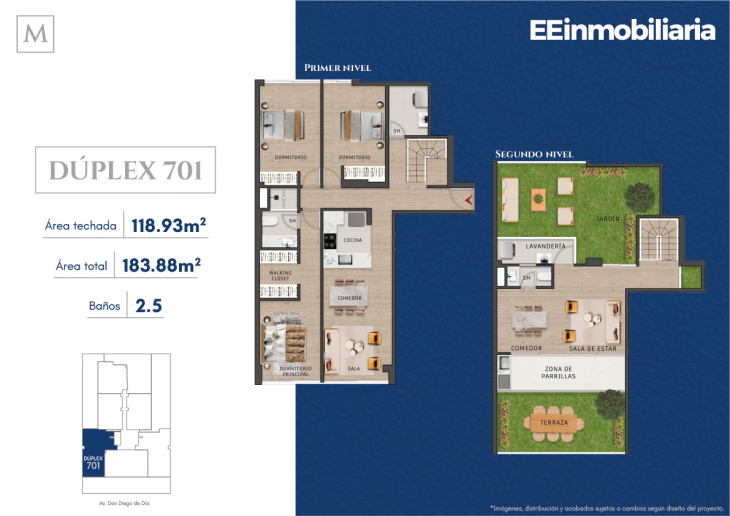 Plano del modelo Dúplex 701 del proyecto MONTELIER en Santiago De Surco