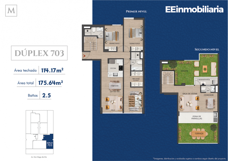 Plano del modelo Dúplex 703 del proyecto MONTELIER en Santiago De Surco