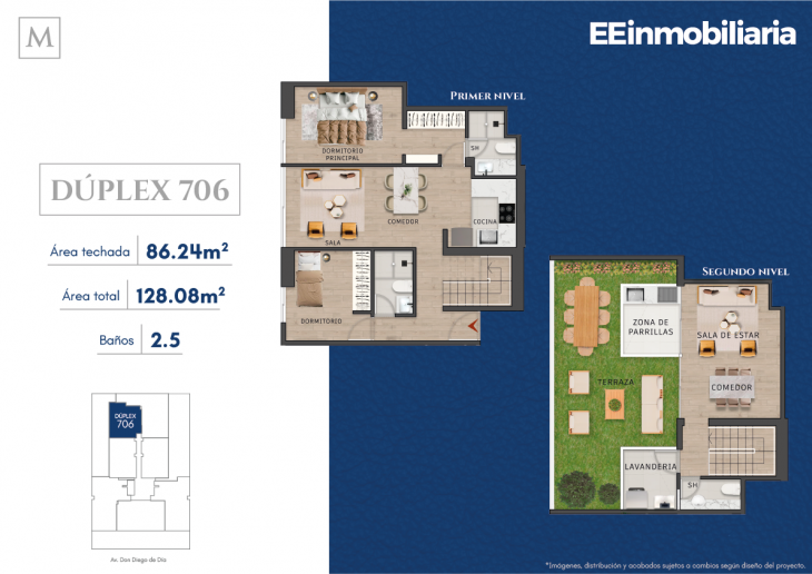 Plano del modelo Dúplex 706 del proyecto MONTELIER en Santiago De Surco
