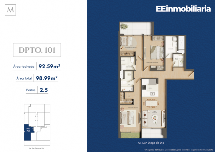 Plano del modelo Dpto. 101 del proyecto Montelier en Santiago De Surco