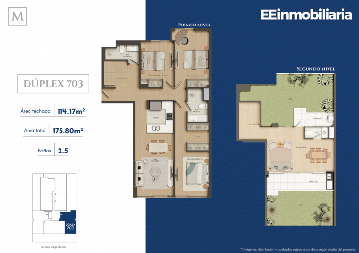 Plano del modelo Dúplex 703 del proyecto Montelier en Santiago De Surco