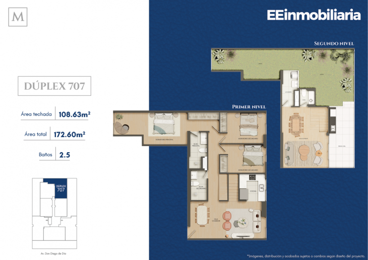 Plano del modelo Dúplex 707 del proyecto Montelier en Santiago De Surco