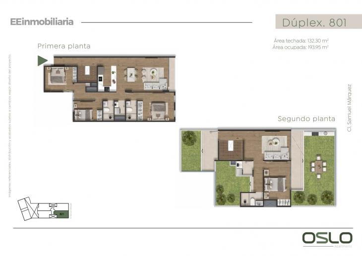 Plano del modelo Dúplex 801 del proyecto Oslo Apartments en Miraflores