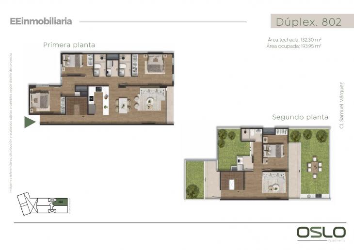 Plano del modelo Dúplex 802 del proyecto Oslo Apartments en Miraflores