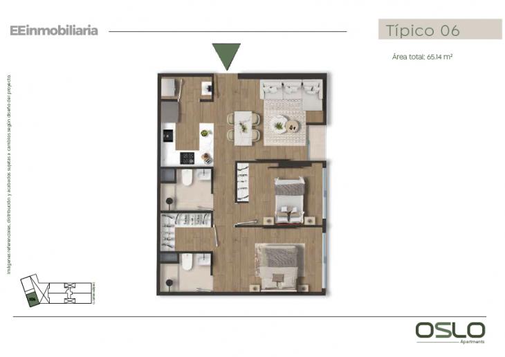 Plano del modelo Tipo 06 del proyecto Oslo Apartments en Miraflores