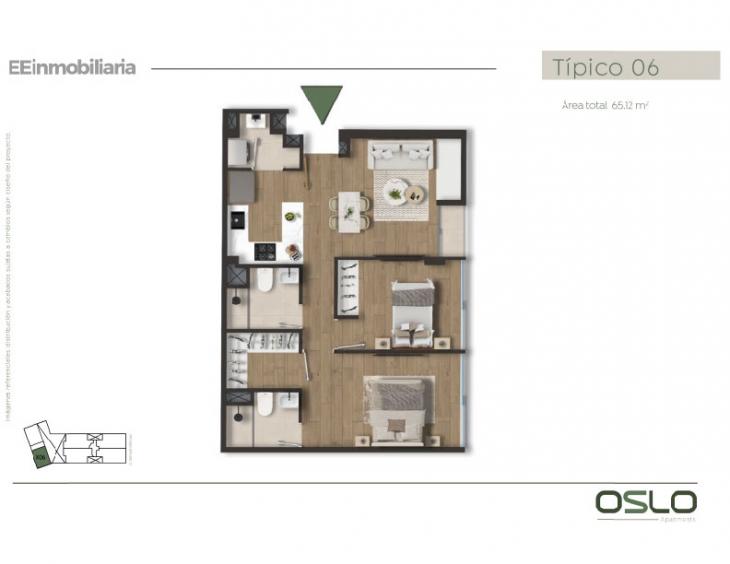 Plano del modelo Tipo 06 del proyecto Oslo Apartments en Miraflores