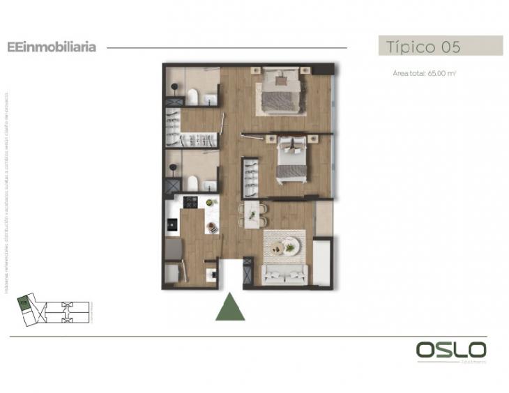 Plano del modelo Tipo 05 del proyecto Oslo Apartments en Miraflores