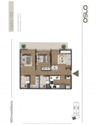 Plano del modelo Dpto. 103 del proyecto Oslo Apartments en Miraflores