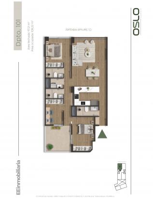 Plano del modelo Dpto. 101 del proyecto Oslo Apartments en Miraflores