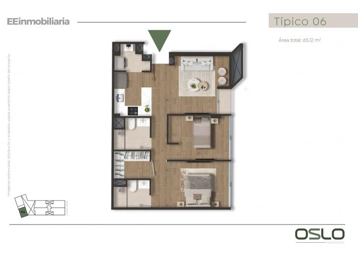 Plano del modelo Tipo 06 del proyecto Oslo Apartments en Miraflores