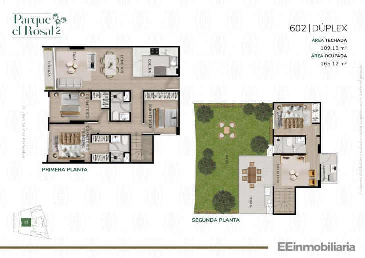 Plano del modelo Dúplex 602 del proyecto Parque El Rosal 2 en Santiago De Surco