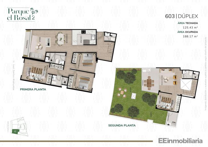 Plano del modelo Dúplex 603 del proyecto Parque El Rosal 2 en Santiago De Surco