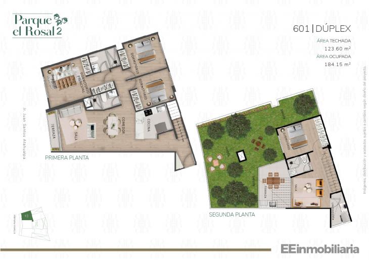 Plano del modelo Dúplex 601 del proyecto Parque El Rosal 2 en Santiago De Surco