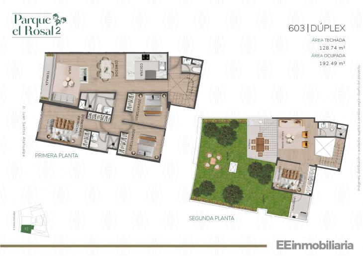 Plano del modelo Dúplex 603 del proyecto Parque El Rosal 2 en Santiago De Surco