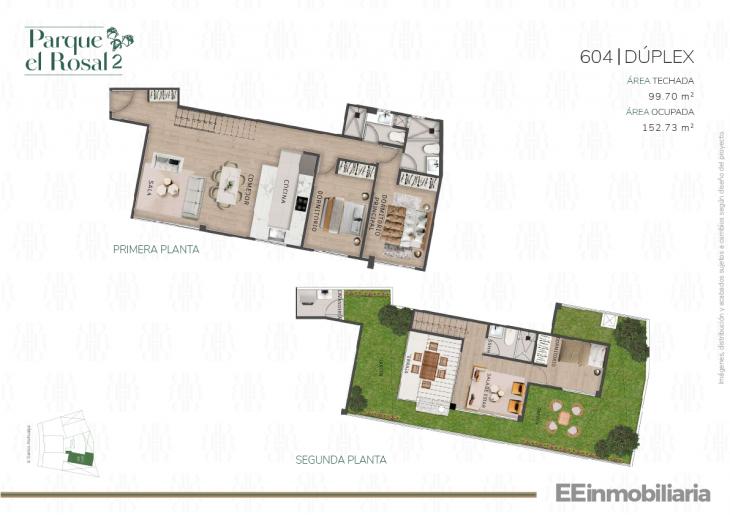 Plano del modelo Dúplex 604 del proyecto Parque El Rosal 2 en Santiago De Surco