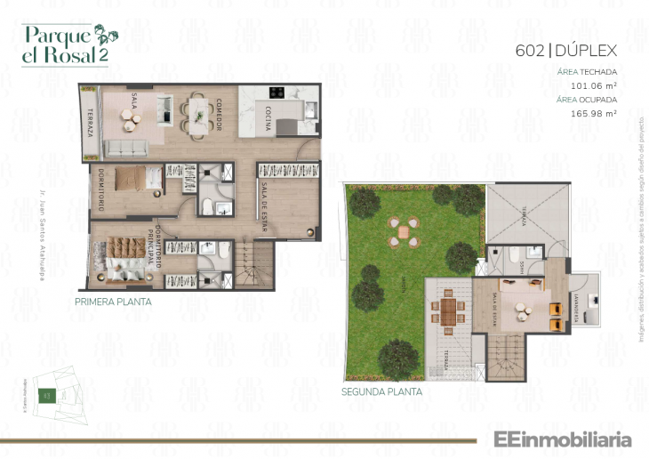Plano del modelo Dúplex 602 del proyecto Parque El Rosal 2 en Santiago De Surco
