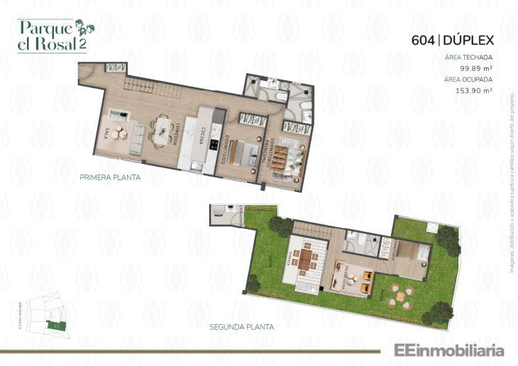 Plano del modelo Dúplex 604 del proyecto Parque El Rosal 2 en Santiago De Surco