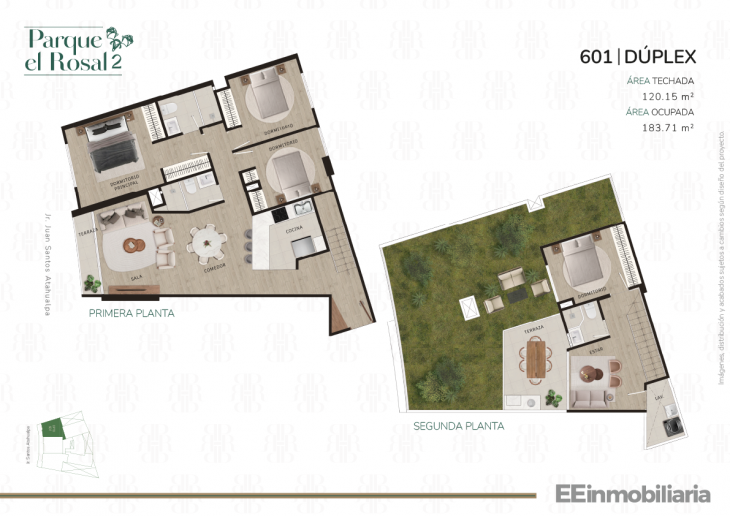 Plano del modelo Dúplex 601 del proyecto Parque El Rosal 2 en Santiago De Surco