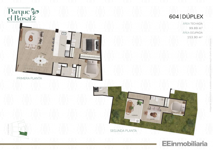 Plano del modelo Dúplex 604 del proyecto Parque El Rosal 2 en Santiago De Surco