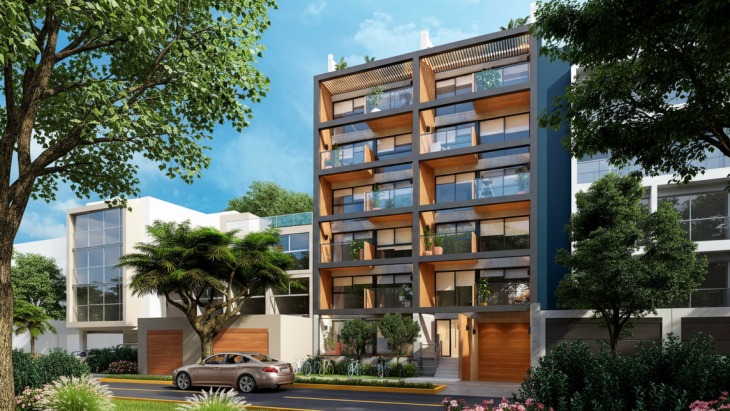 Fachada principal del proyecto Parque La Coruña en Santiago De Surco