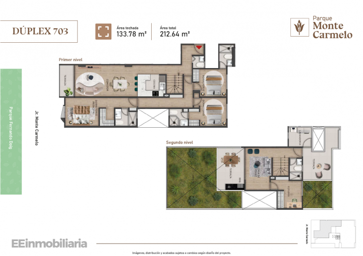 Plano del modelo Dúplex 703 del proyecto Parque Monte Carmelo en Santiago De Surco