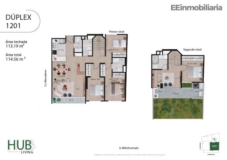 Plano del modelo Dúplex 1201 del proyecto Hub living en Santiago De Surco