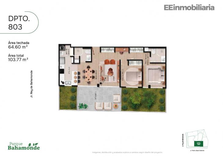 Plano del modelo Dpto. 803 del proyecto Parque Bahamonde en Santiago De Surco