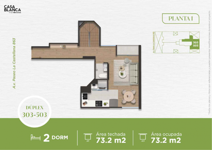 Plano del modelo Tipico 3 del proyecto La Castellana 863 en Santiago De Surco